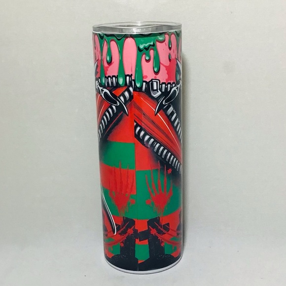 “Freddy Krueger Zip” 20oz Stainless Steel Hot/Cold Straight Tumble - Picture 4 of 5